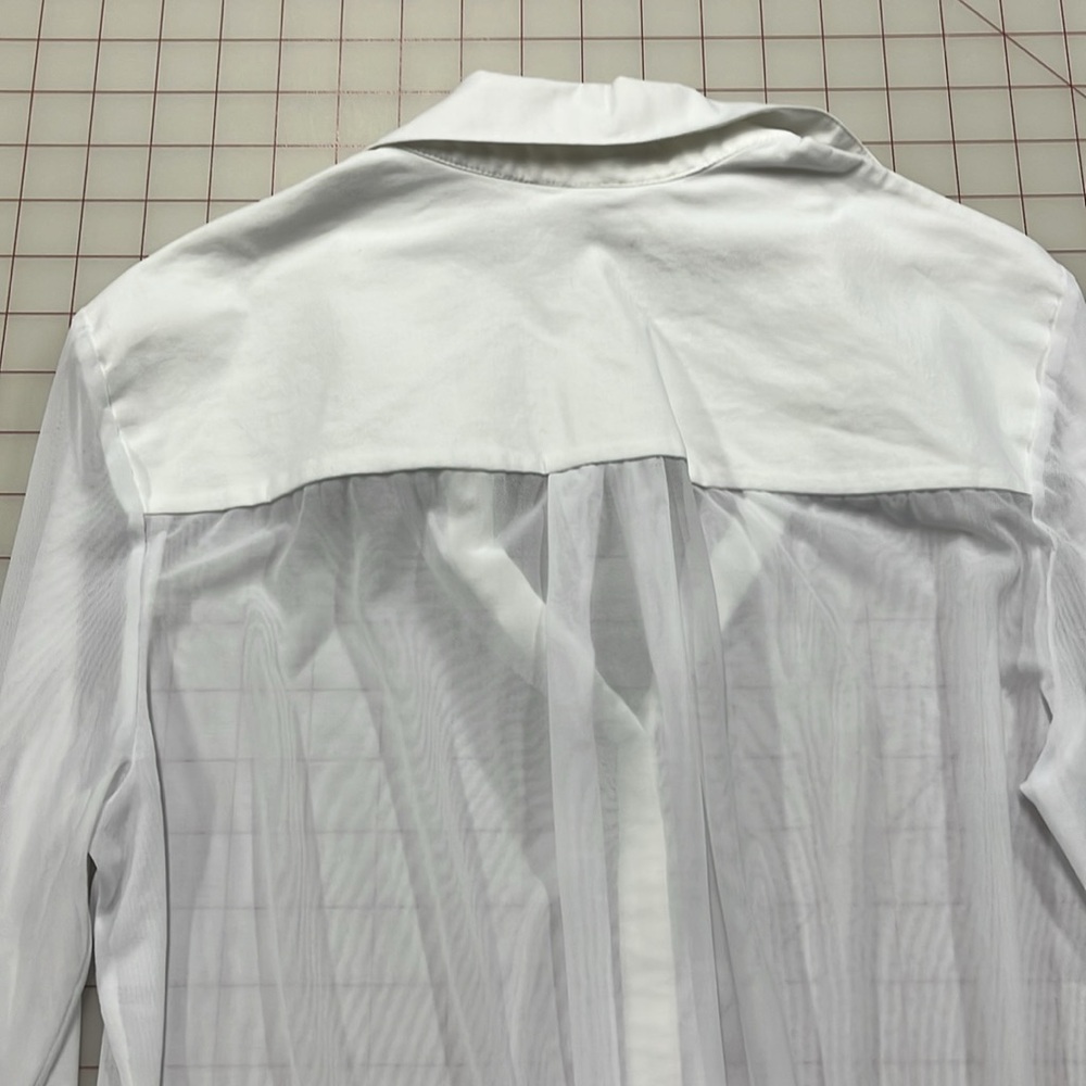 ANATOMIE Made in Italy Mesh Button Long SLV Contemporary City-Chic White Top M - Picture 10 of 16